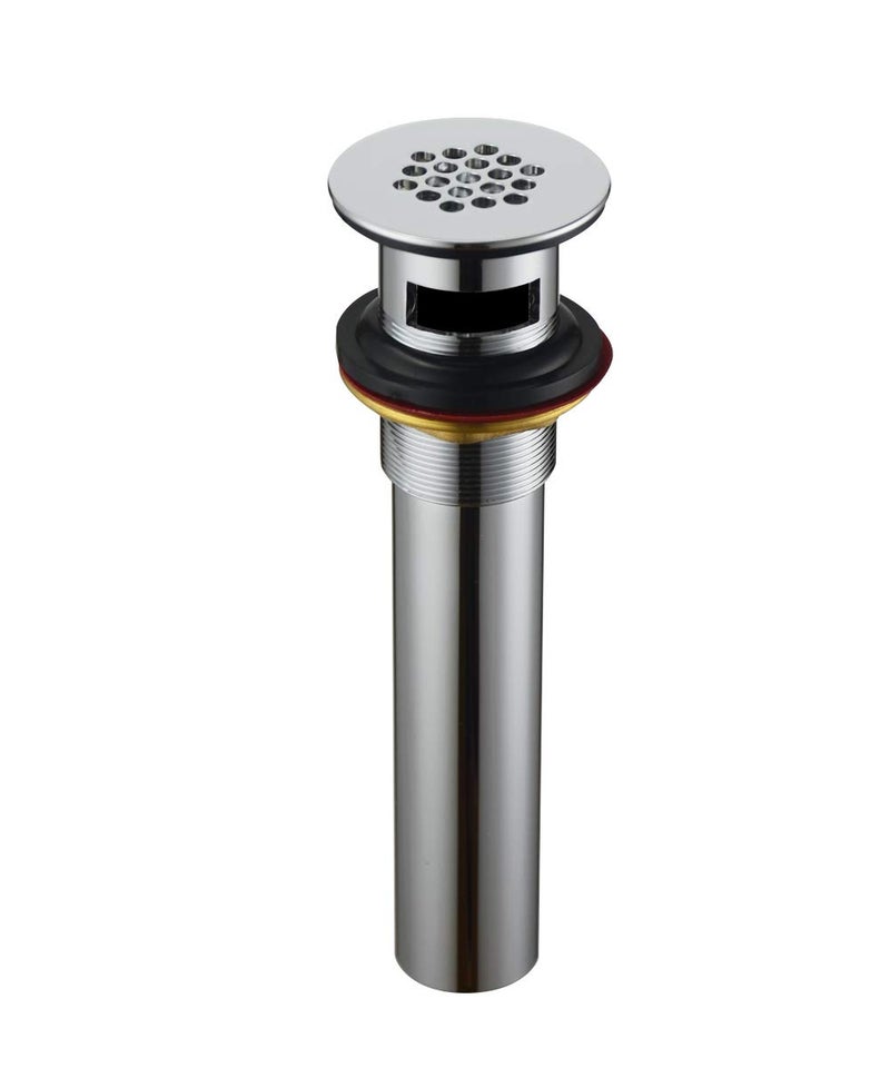 Purelux Grid Drain Strainer Assembly with Overflow for Bathroom Sink, Made of Brass Chrome Finish - Image 1